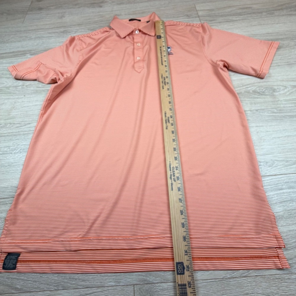 Turtleson Mens XL Orange White Stripe Golf Polo Shirt Bonita National - Picture 7 of 8